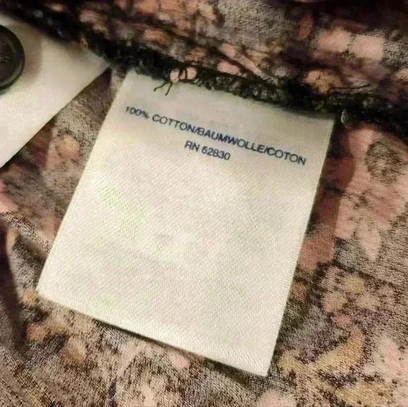 Lands End Micro Corduroy 1/4 Button Multicolor Floral Long Sleeve Blouse Top - Picture 7 of 8